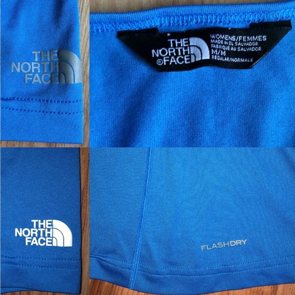 THE NORTH FACE FlashDry Tee Shirt Short Sleeve Activewear Medium Blue Women’s - Picture 4 of 16